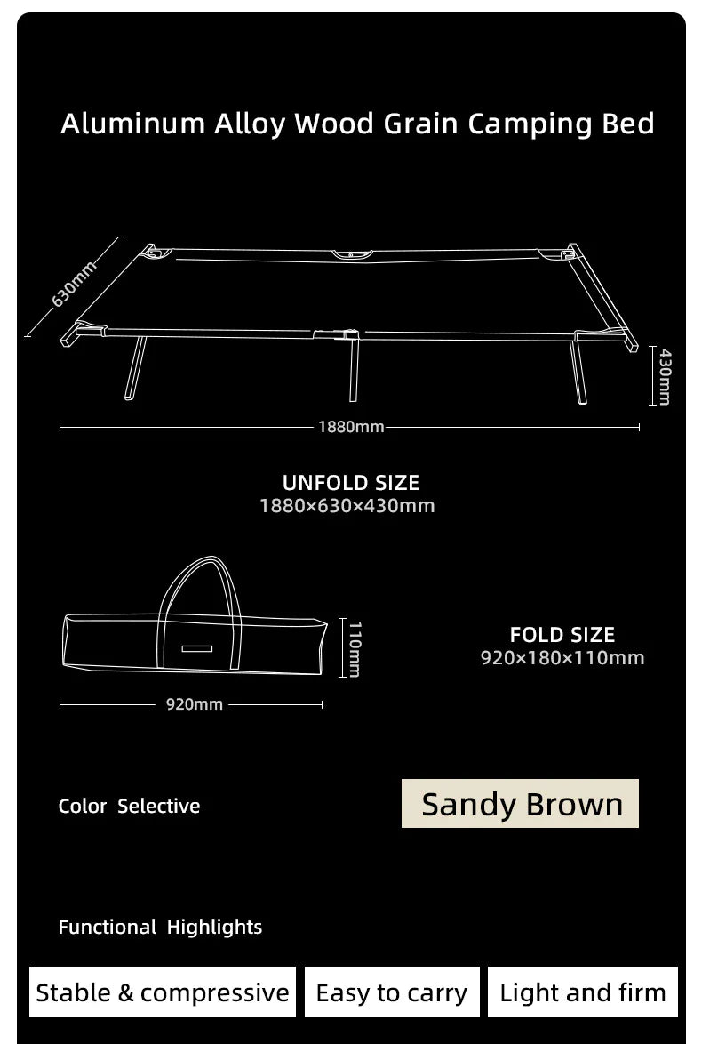 Blackdeer Aluminum Alloy Wood Grain Camping Bed